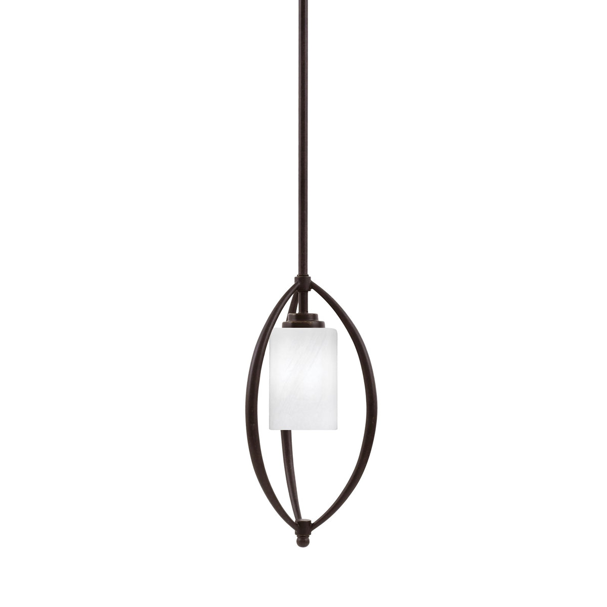 Toltec Marquise 7in 1-Light Mini Pendant | Modern Dark Granite and White Marble Glass | Kitchen Island & Dining Room | Model 2401-DG-3001