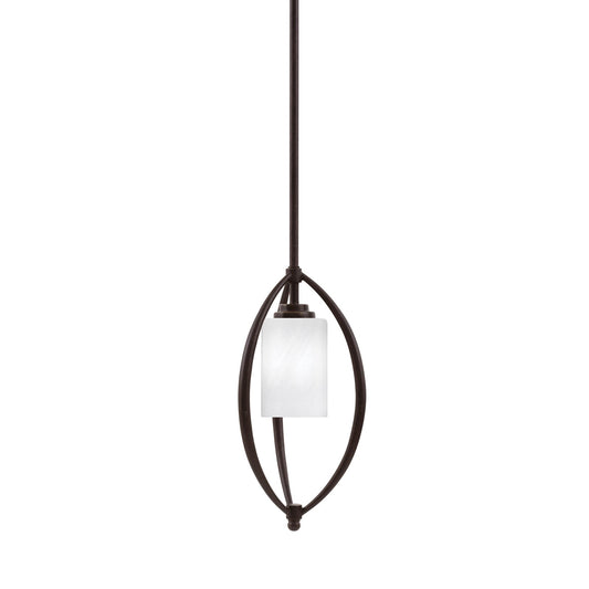 Toltec Marquise 7in 1-Light Mini Pendant | Modern Dark Granite and White Marble Glass | Kitchen Island & Dining Room | Model 2401-DG-3001
