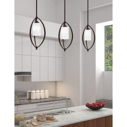 Toltec Marquise 7in 1-Light Mini Pendant | Modern Dark Granite and White Marble Glass | Kitchen Island & Dining Room | Model 2401-DG-3001