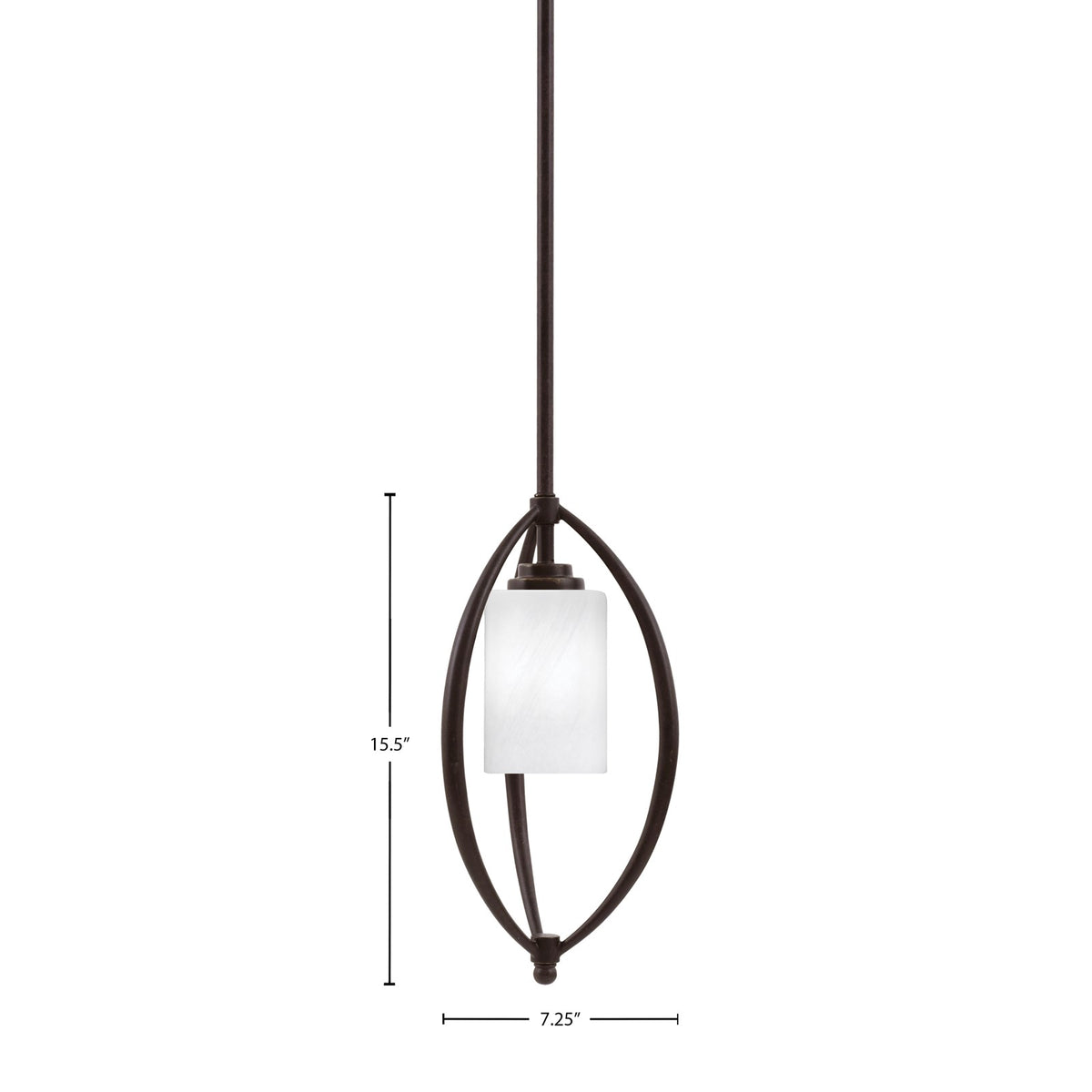 Toltec Marquise 7in 1-Light Mini Pendant | Modern Dark Granite and White Marble Glass | Kitchen Island & Dining Room | Model 2401-DG-3001