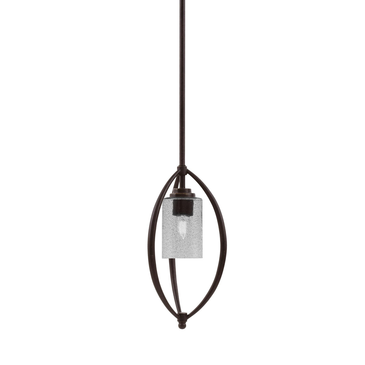 Toltec Marquise 7in 1-Light Mini Pendant | Modern Dark Granite and Smoke Bubble Glass | Kitchen Island & Dining Room | Model 2401-DG-3002