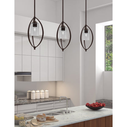 Toltec Marquise 7in 1-Light Mini Pendant | Modern Dark Granite and Smoke Bubble Glass | Kitchen Island & Dining Room | Model 2401-DG-3002