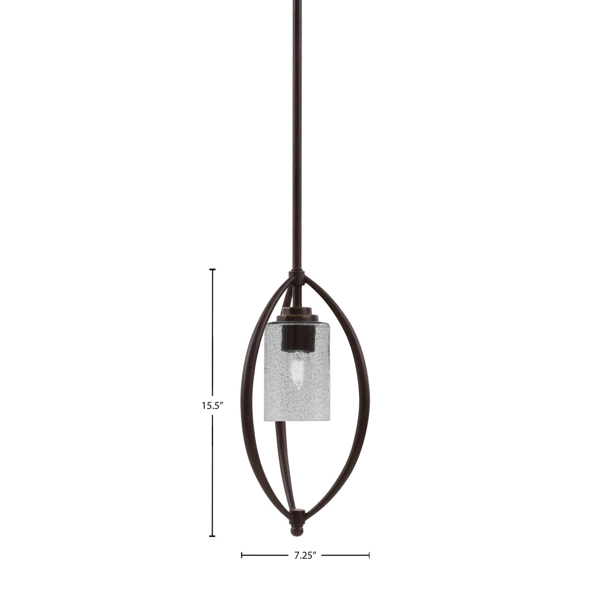 Toltec Marquise 7in 1-Light Mini Pendant | Modern Dark Granite and Smoke Bubble Glass | Kitchen Island & Dining Room | Model 2401-DG-3002