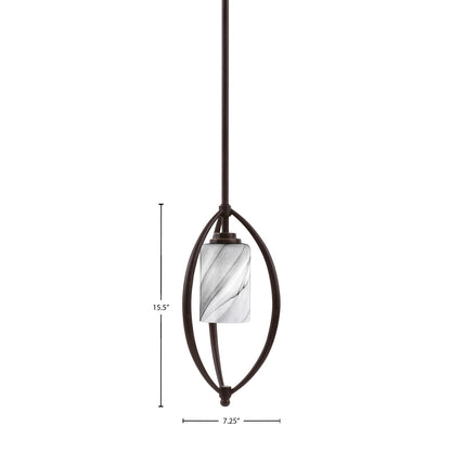 Toltec Marquise 7in 1-Light Mini Pendant | Modern Dark Granite and Onyx Swirl Glass | Kitchen Island & Dining Room | Model 2401-DG-3009