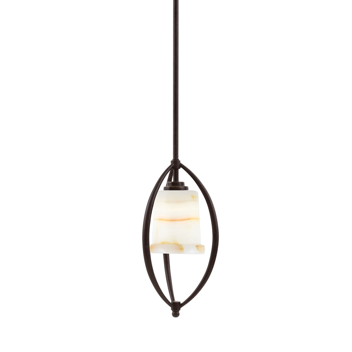 Toltec Marquise 7in 1-Light Mini Pendant | Modern Dark Granite and Natural Stone | Kitchen Island & Dining Room | 7.25 x 15.5 in | Model 2401-DG-4128