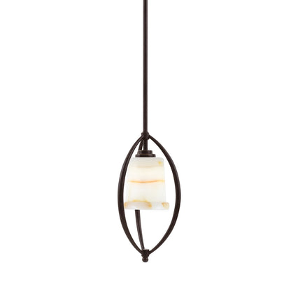 Toltec Marquise 7in 1-Light Mini Pendant | Modern Dark Granite and Natural Stone | Kitchen Island & Dining Room | 7.25 x 15.5 in | Model 2401-DG-4128