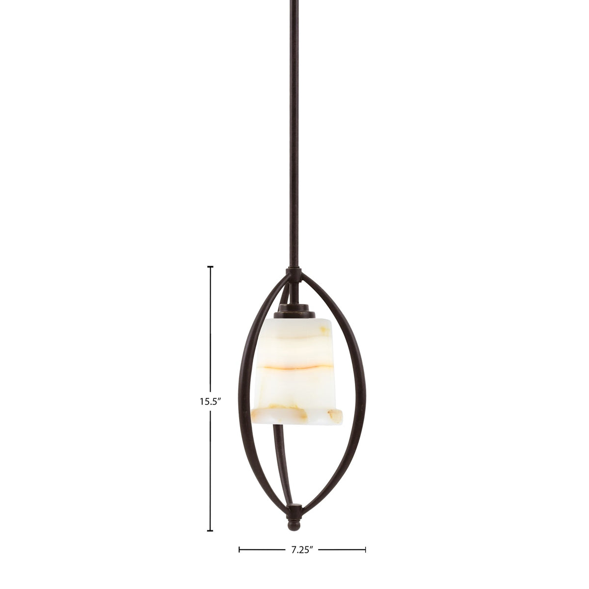 Toltec Marquise 7in 1-Light Mini Pendant | Modern Dark Granite and Natural Stone | Kitchen Island & Dining Room | 7.25 x 15.5 in | Model 2401-DG-4128