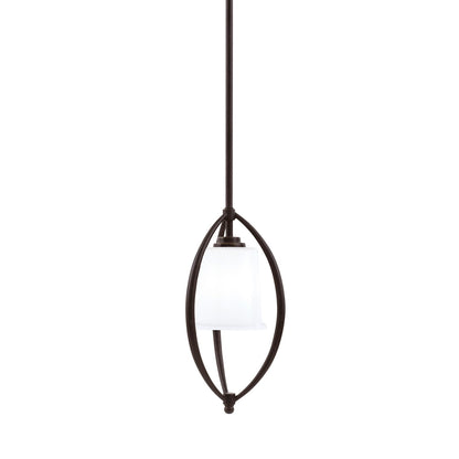 Toltec Marquise 7in 1-Light Mini Pendant | Modern Dark Granite and White Opal Glass | Kitchen Island & Dining Room | Model 2401-DG-5031