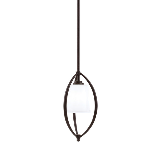 Toltec Marquise 7in 1-Light Mini Pendant | Modern Dark Granite and White Opal Glass | Kitchen Island & Dining Room | Model 2401-DG-5031