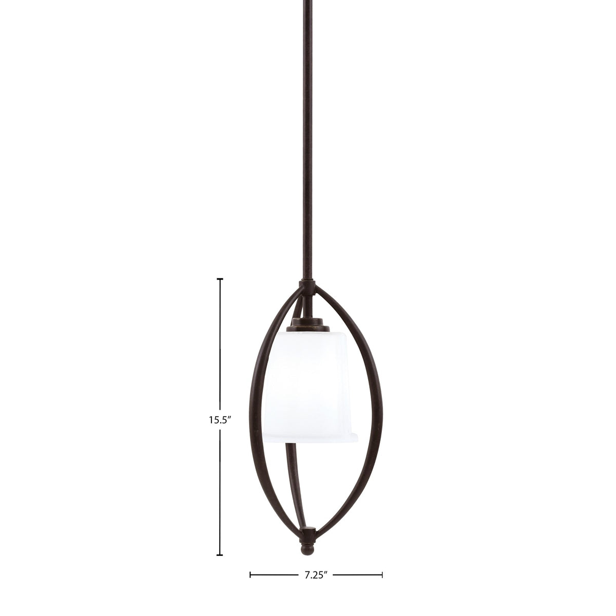 Toltec Marquise 7in 1-Light Mini Pendant | Modern Dark Granite and White Opal Glass | Kitchen Island & Dining Room | Model 2401-DG-5031