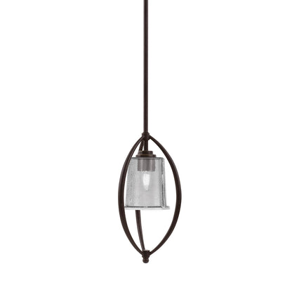 Toltec Marquise 7in 1-Light Mini Pendant | Contemporary Dark Granite and Smoke Bubble Glass | Kitchen Island & Dining Room | Model 2401-DG-5032