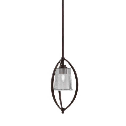 Toltec Marquise 7in 1-Light Mini Pendant | Contemporary Dark Granite and Smoke Bubble Glass | Kitchen Island & Dining Room | Model 2401-DG-5032