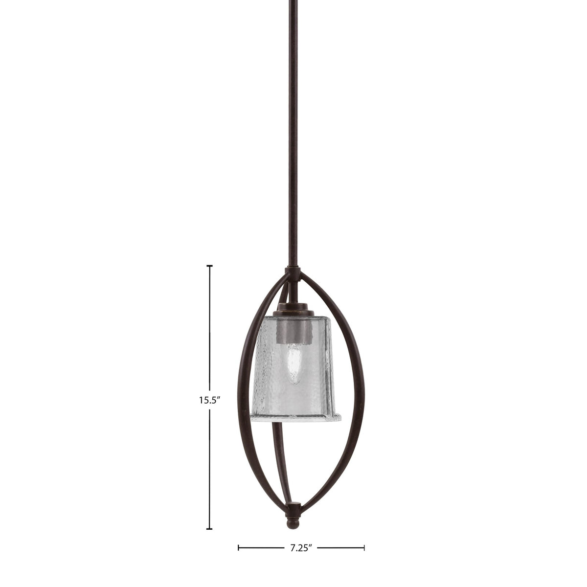 Toltec Marquise 7in 1-Light Mini Pendant | Contemporary Dark Granite and Smoke Bubble Glass | Kitchen Island & Dining Room | Model 2401-DG-5032