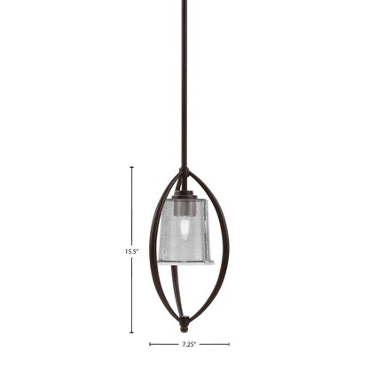 Toltec Marquise 7in 1-Light Mini Pendant | Contemporary Dark Granite and Smoke Bubble Glass | Kitchen Island & Dining Room | Model 2401-DG-5032