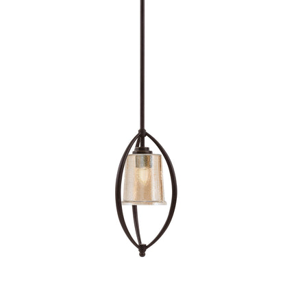 Toltec Marquise 7in 1-Light Mini Pendant | Contemporary Dark Granite and Amber Bubble Glass | Kitchen Island & Dining Room | Model 2401-DG-5033