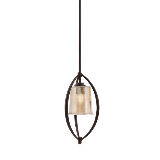 Toltec Marquise 7in 1-Light Mini Pendant | Contemporary Dark Granite and Amber Bubble Glass | Kitchen Island & Dining Room | Model 2401-DG-5033