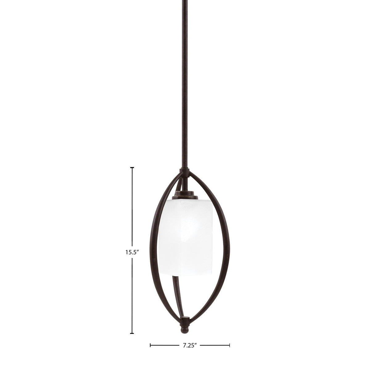 Toltec Marquise 7in 1-Light Mini Pendant | Modern Dark Granite and White Marble Glass | Kitchen Island & Dining Room | Model 2401-DG-541