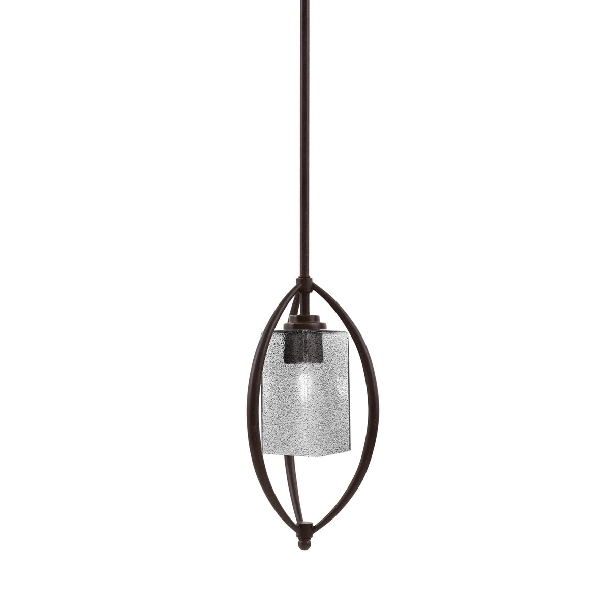 Toltec Marquise 7in 1-Light Mini Pendant | Modern Dark Granite and Smoke Bubble Glass | Kitchen Island & Dining Room | Model 2401-DG-542