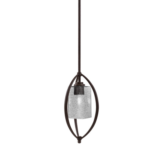 Toltec Marquise 7in 1-Light Mini Pendant | Modern Dark Granite and Smoke Bubble Glass | Kitchen Island & Dining Room | Model 2401-DG-542