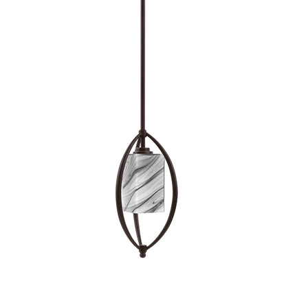Toltec Marquise 7in 1-Light Mini Pendant | Modern Dark Granite and Onyx Swirl Glass | Kitchen Island & Dining Room | Model 2401-DG-549
