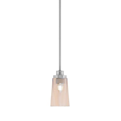 Toltec Odyssey 4.5in 1-Light Mini Pendant | Modern Brushed Nickel and Amber Gradient Glass | Kitchen Island & Dining Room | Model 2601-BN-263
