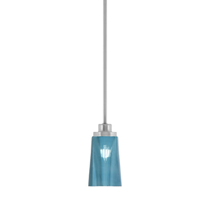 Toltec Odyssey 4.5in 1-Light Mini Pendant | Modern Brushed Nickel and Blue Gradient Glass | Kitchen Island & Dining Room | Model 2601-BN-265