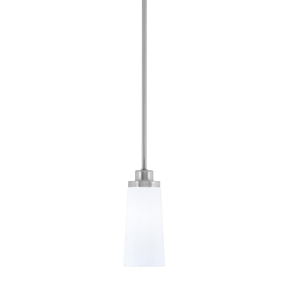 Toltec Odyssey 5in 1-Light Mini Pendant | Modern Brushed Nickel and White Opal Glass | Kitchen Island & Dining Room | Model 2601-BN-291