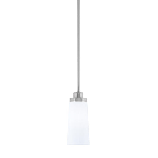 Toltec Odyssey 5in 1-Light Mini Pendant | Modern Brushed Nickel and White Opal Glass | Kitchen Island & Dining Room | Model 2601-BN-291