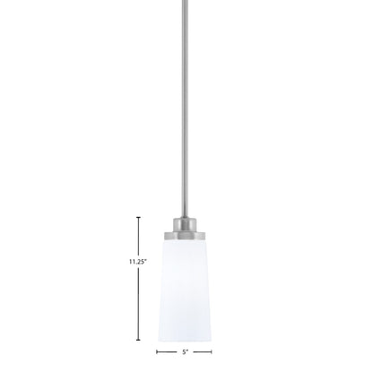 Toltec Odyssey 5in 1-Light Mini Pendant | Modern Brushed Nickel and White Opal Glass | Kitchen Island & Dining Room | Model 2601-BN-291