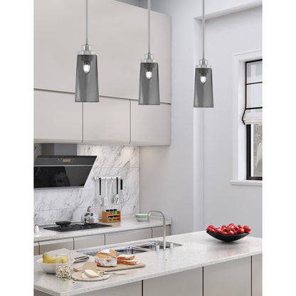 Toltec Odyssey 5in 1-Light Mini Pendant | Modern Brushed Nickel and Smoke Bubble Glass | Kitchen Island & Dining Room | Model 2601-BN-292