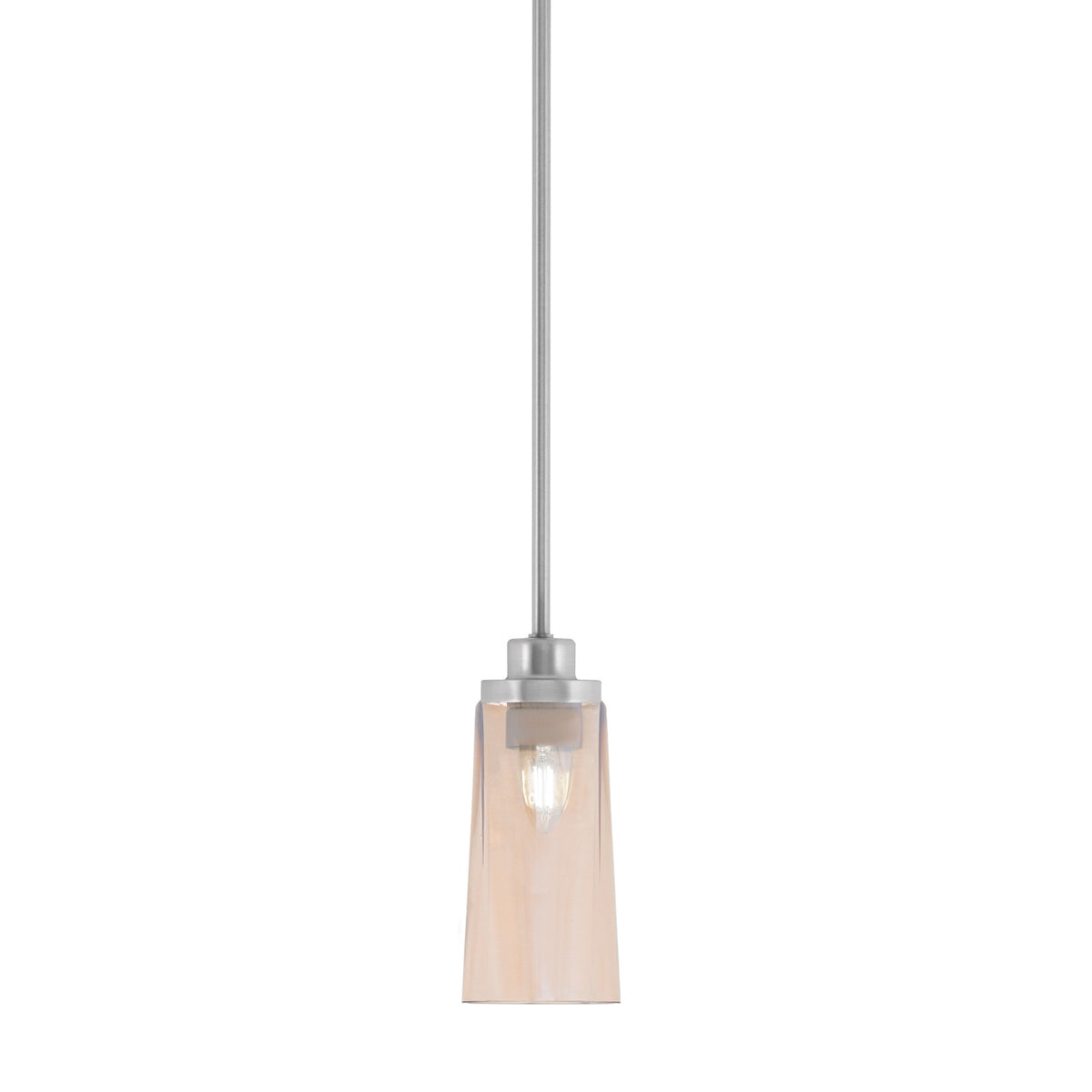 Toltec Odyssey 5in 1-Light Mini Pendant | Brushed Nickel and Amber Gradient Glass | Kitchen Island & Dining Room | 5 x 11.25 in | Model 2601-BN-293