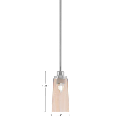 Toltec Odyssey 5in 1-Light Mini Pendant | Brushed Nickel and Amber Gradient Glass | Kitchen Island & Dining Room | 5 x 11.25 in | Model 2601-BN-293