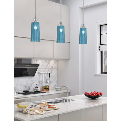 Toltec Odyssey 5in 1-Light Mini Pendant | Brushed Nickel and Blue Gradient Glass | Kitchen Island & Dining Room | 5 x 11.25 in | Model 2601-BN-295