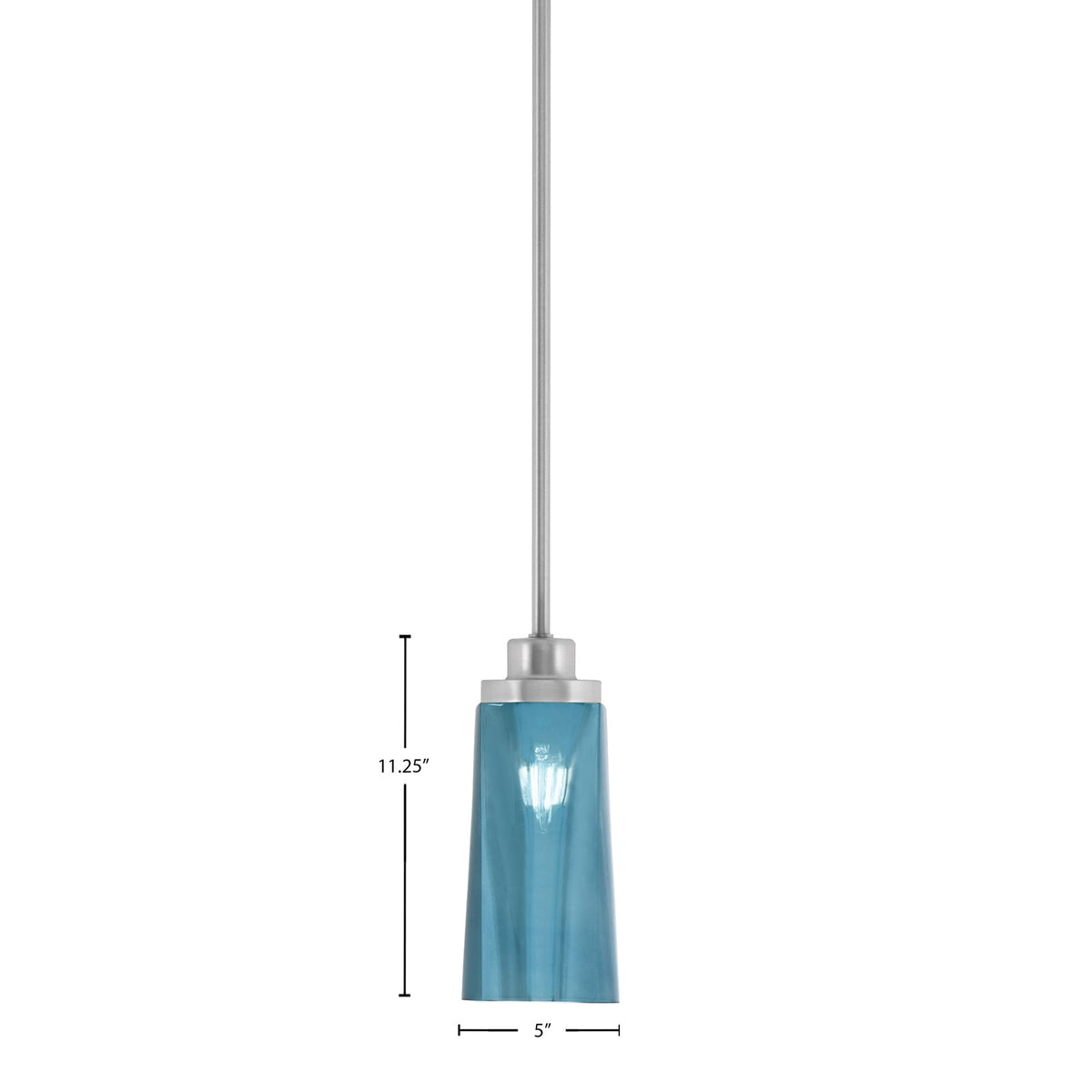 Toltec Odyssey 5in 1-Light Mini Pendant | Brushed Nickel and Blue Gradient Glass | Kitchen Island & Dining Room | 5 x 11.25 in | Model 2601-BN-295
