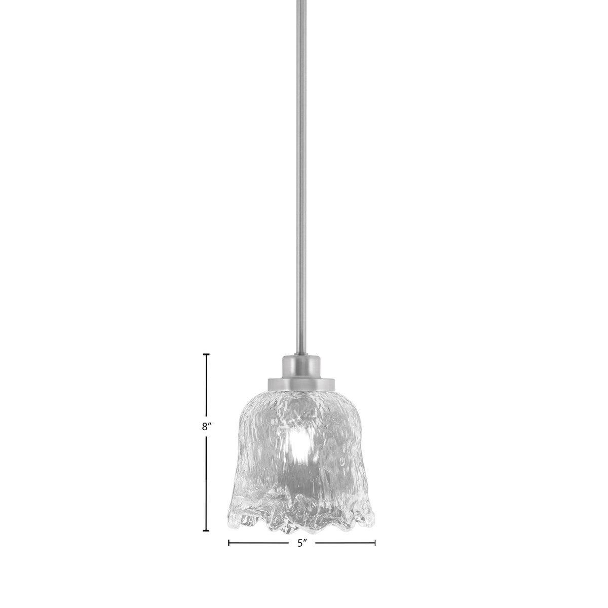 Toltec Odyssey 7in 1-Light Mini Pendant | Brushed Nickel and Clear Lava Glass | Kitchen Island & Dining Room | 7 x 8 in | Model 2601-BN-4230