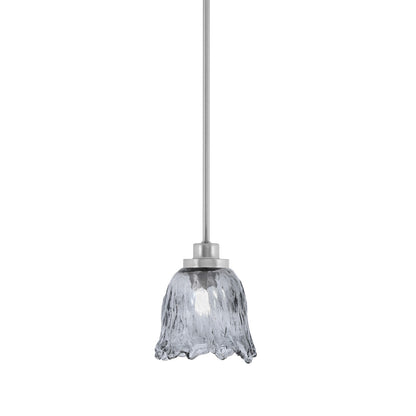 Toltec Odyssey 7in 1-Light Mini Pendant | Brushed Nickel and Smoke Lava Glass | Kitchen Island & Dining Room | 7 x 8 in | Model 2601-BN-4232