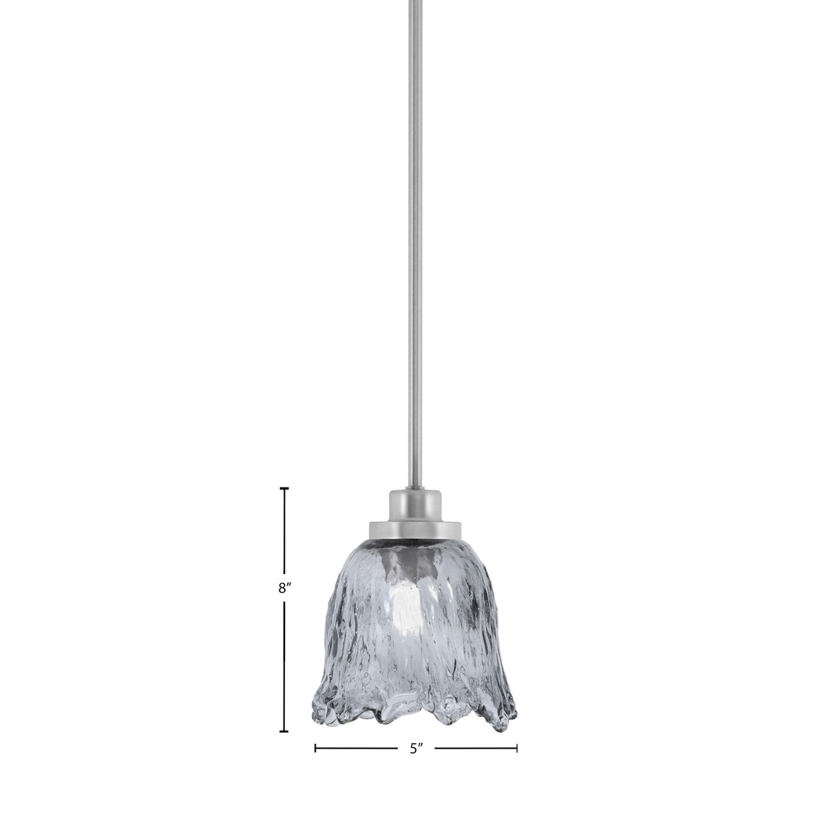 Toltec Odyssey 7in 1-Light Mini Pendant | Brushed Nickel and Smoke Lava Glass | Kitchen Island & Dining Room | 7 x 8 in | Model 2601-BN-4232