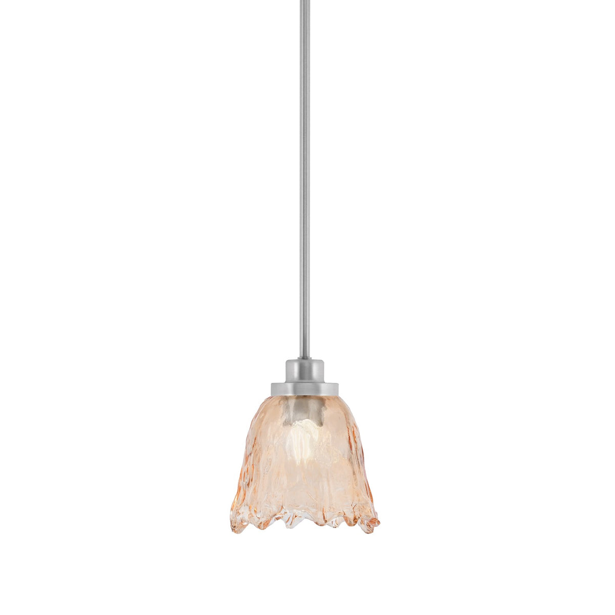 Toltec Odyssey 7in 1-Light Mini Pendant | Brushed Nickel and Amber Lava Glass | Kitchen Island & Dining Room | 7 x 8 in | Model 2601-BN-4233