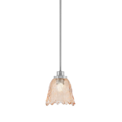 Toltec Odyssey 7in 1-Light Mini Pendant | Brushed Nickel and Amber Lava Glass | Kitchen Island & Dining Room | 7 x 8 in | Model 2601-BN-4233