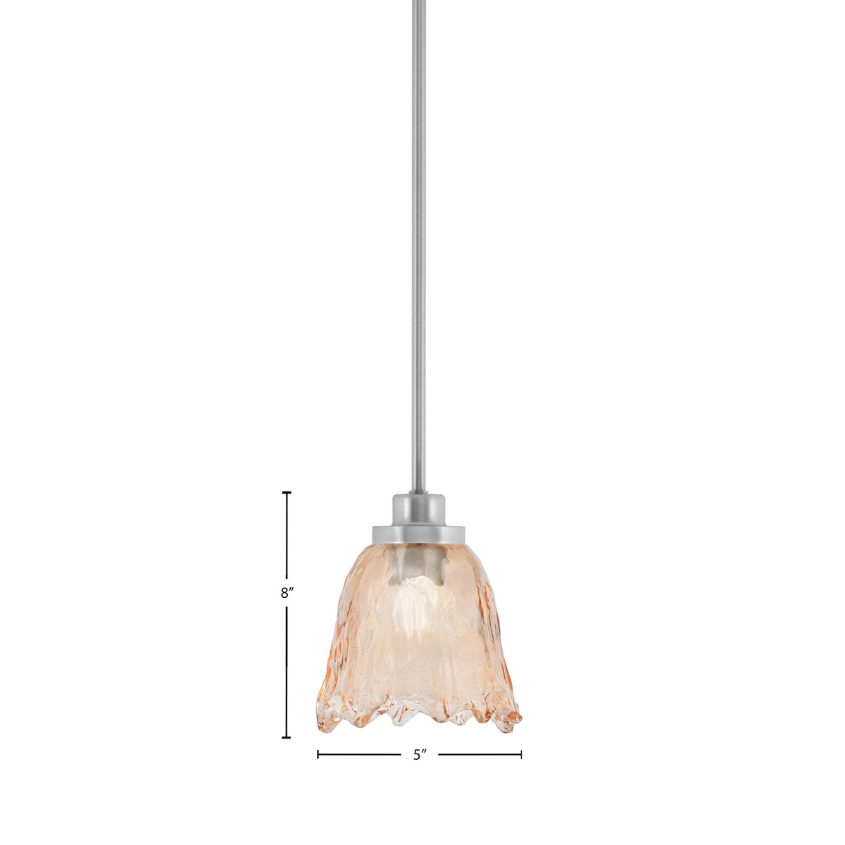Toltec Odyssey 7in 1-Light Mini Pendant | Brushed Nickel and Amber Lava Glass | Kitchen Island & Dining Room | 7 x 8 in | Model 2601-BN-4233