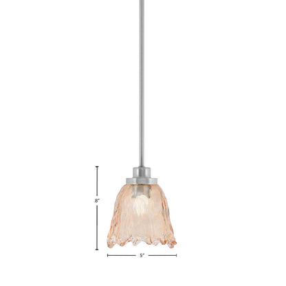 Toltec Odyssey 7in 1-Light Mini Pendant | Brushed Nickel and Amber Lava Glass | Kitchen Island & Dining Room | 7 x 8 in | Model 2601-BN-4233