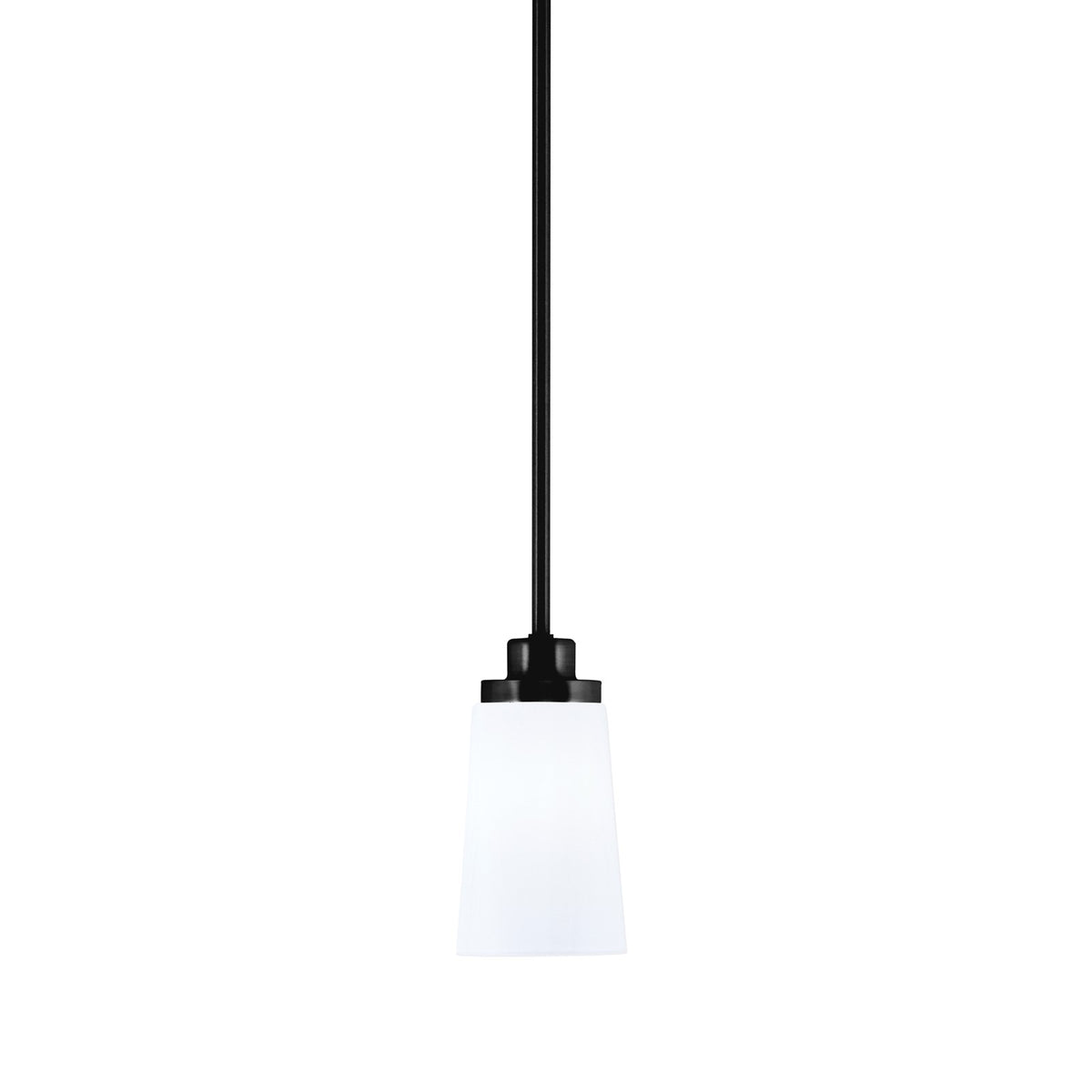 Toltec Odyssey 4.5in 1-Light Mini Pendant | Modern Matte Black and White Opal Glass | Kitchen Island & Dining Room | Model 2601-MB-261