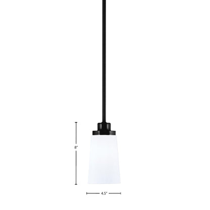 Toltec Odyssey 4.5in 1-Light Mini Pendant | Modern Matte Black and White Opal Glass | Kitchen Island & Dining Room | Model 2601-MB-261