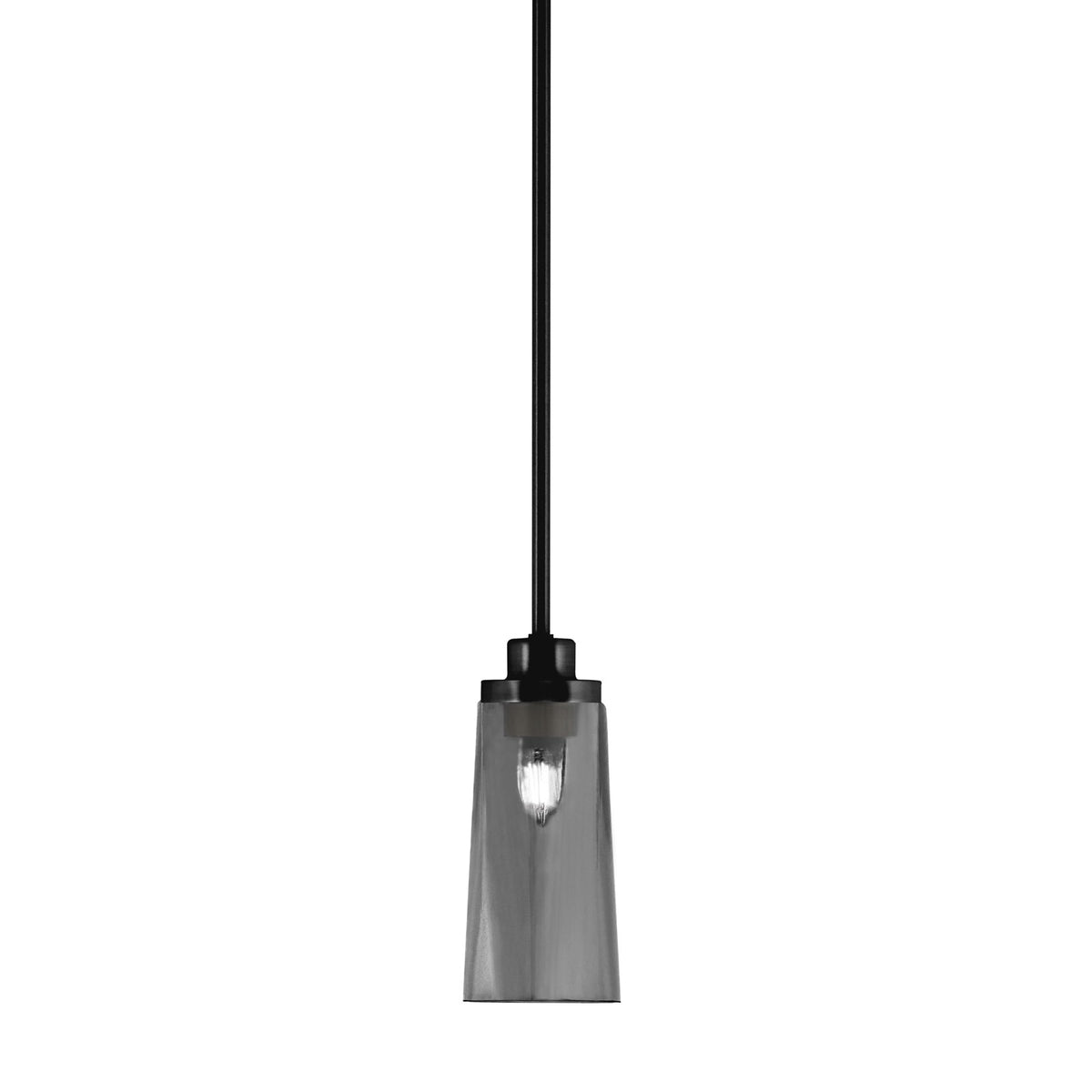 Toltec Odyssey 5in 1-Light Mini Pendant | Modern Matte Black and Smoke Bubble Glass | Kitchen Island & Dining Room | 5 x 11.25 in | Model 2601-MB-292
