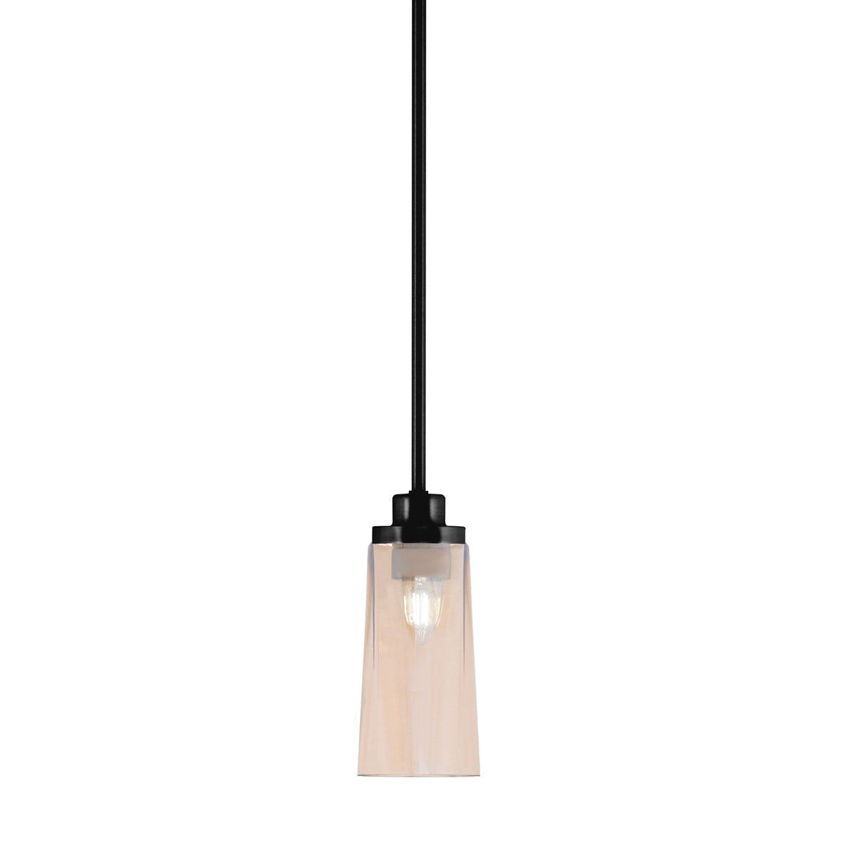 Toltec Odyssey 5in 1-Light Mini Pendant | Modern Matte Black and Amber Gradient Glass | Kitchen Island & Dining Room | Model 2601-MB-293