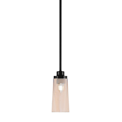 Toltec Odyssey 5in 1-Light Mini Pendant | Modern Matte Black and Amber Gradient Glass | Kitchen Island & Dining Room | Model 2601-MB-293