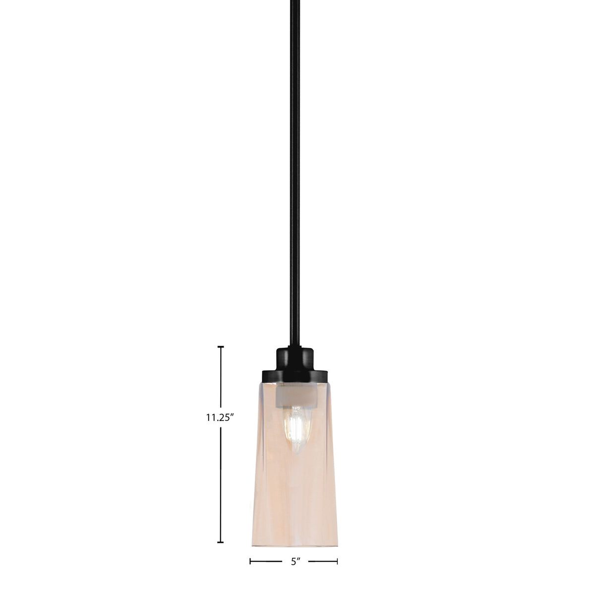 Toltec Odyssey 5in 1-Light Mini Pendant | Modern Matte Black and Amber Gradient Glass | Kitchen Island & Dining Room | Model 2601-MB-293