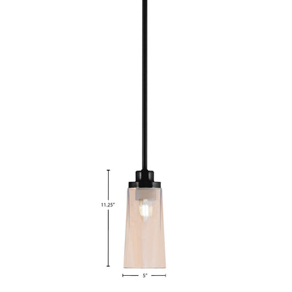 Toltec Odyssey 5in 1-Light Mini Pendant | Modern Matte Black and Amber Gradient Glass | Kitchen Island & Dining Room | Model 2601-MB-293