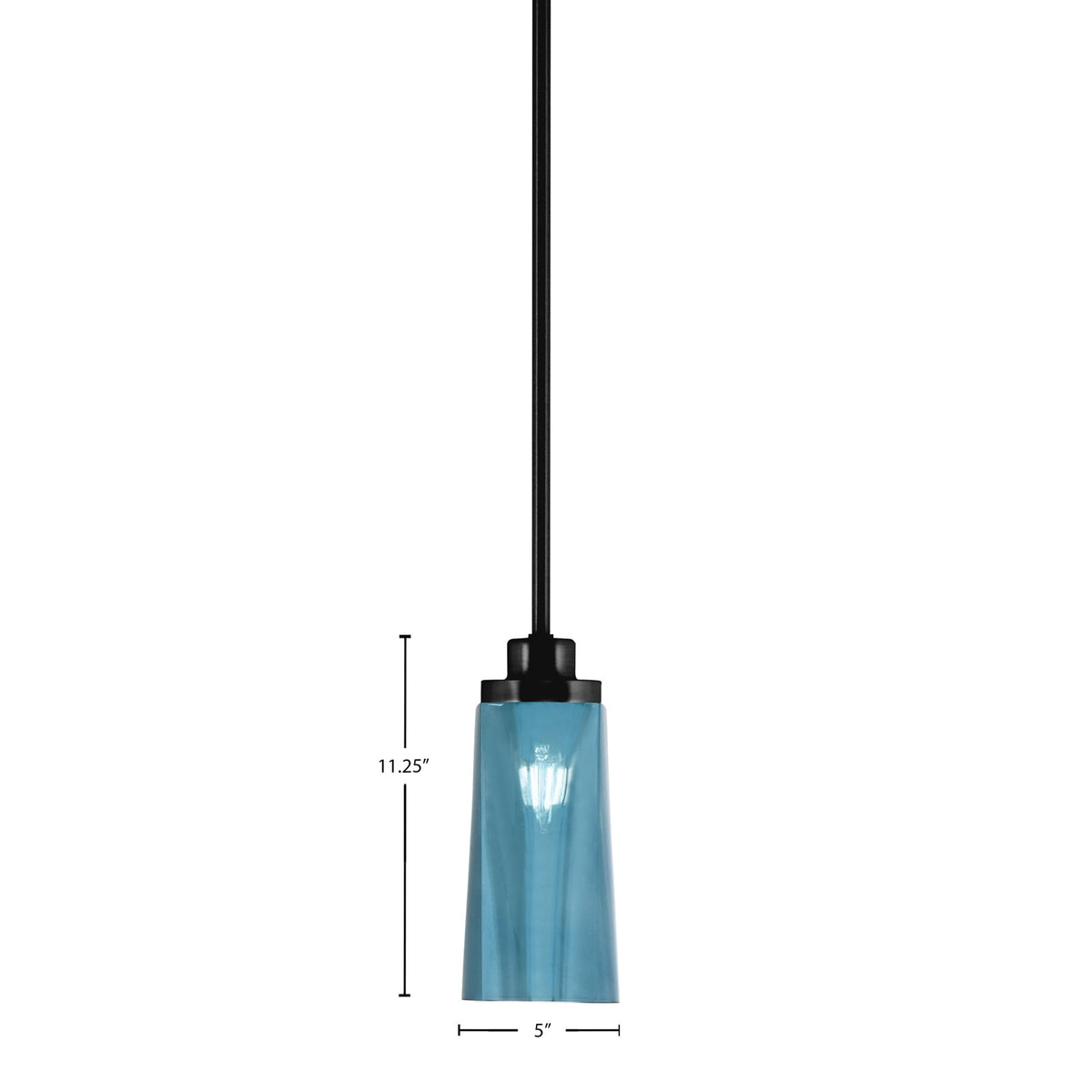 Toltec Odyssey 5in 1-Light Mini Pendant | Modern Matte Black and Blue Gradient Glass | Kitchen Island & Dining Room | 5 x 11.25 in | Model 2601-MB-295