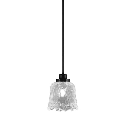 Toltec Odyssey 7in 1-Light Mini Pendant | Modern Matte Black and Clear Lava Glass | Kitchen Island & Dining Room | 7 x 8 in | Model 2601-MB-4230